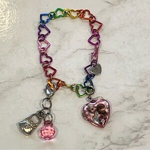 Charm It! Rainbow Heart Chain Link Bracelet + Disney Frozen Locket & Bag  Charms